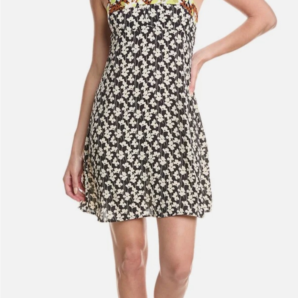 CAbi Black & Cream Floral Strapless Mini Dress with Color-Block Trim - Picture 8 of 8